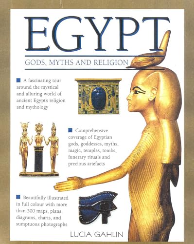 Book cover depicting ancient Egyptian imagery: a golden statue and hieroglyphs.