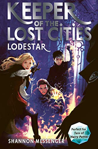 Book with colorful cover, featuring fantasy cityscape and possibly magical elements or creatures.