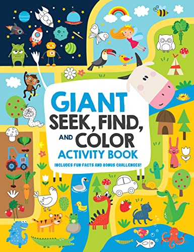 Giant Seek, Find and Color Activity Book : Includes Fun Facts and Bonus Challenges!