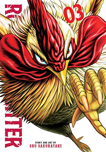 Manga cover featuring a fierce rooster with red plumage and a raised claw.