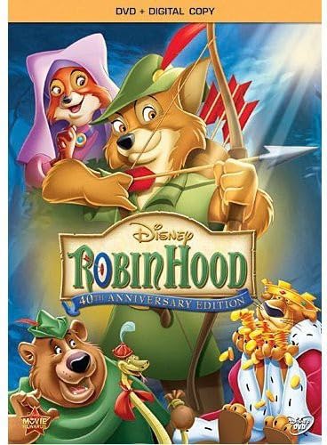 Disney’s Robin Hood DVD cover featuring cartoon fox and bear characters.