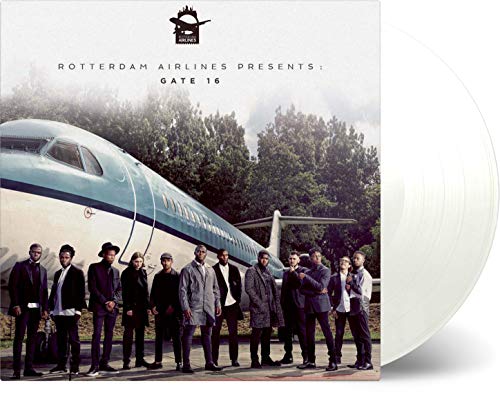 Vinyl record with airplane and group of people on cover.