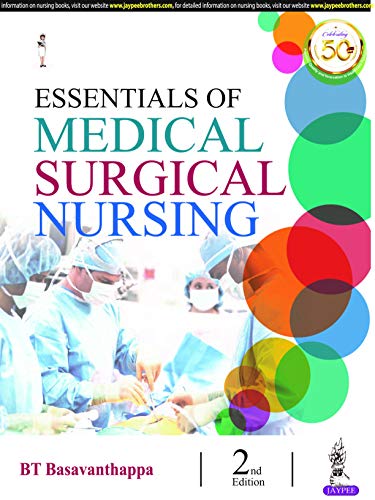 Book cover: “Essentials of Medical Surgical Nursing” with healthcare workers.