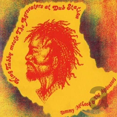 Red silhouette of a man with dreadlocks against a colorful, textured background.