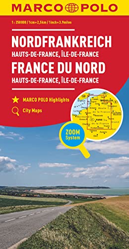 MARCO POLO Hauts-de-France, Île-de-France Mapa regionalna w skali 1:250 000 — składana mapa, 3 marca 2022 r.: Ile de France, Haute-Normandie, Picardie (Marco Polo Maps)