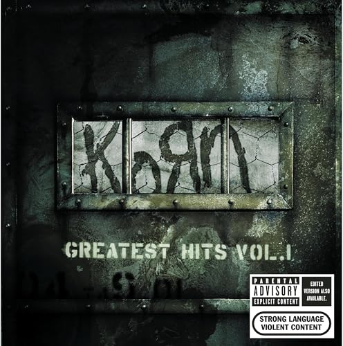 Korn’s “Greatest Hits Vol.1” CD cover with a distressed metal and prison aesthetic.