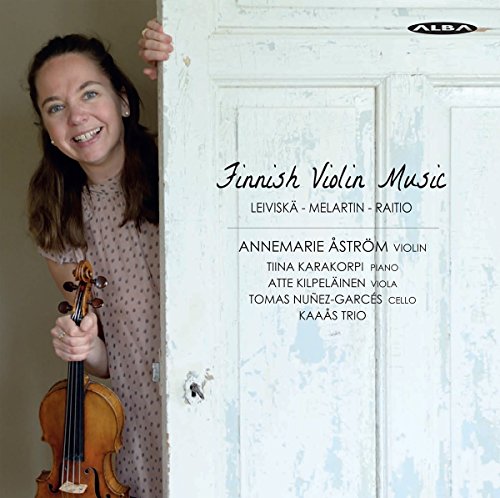 CD cover featuring violinist Anne Astrom smiling beside a white door.