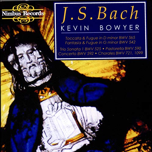 CD cover for J.S. Bach organ works featuring religious artwork.