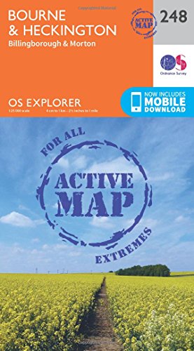 OS Explorer Map Active (248) Bourne and Heckington (OS Explorer Active Map)