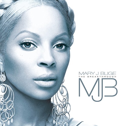 Close-up portrait of Mary J. Blige, album cover for "The Breakthrough.
