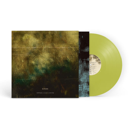 Editors Surface, Echo & Sound album cover with a yellow-green transparent vinyl record.
