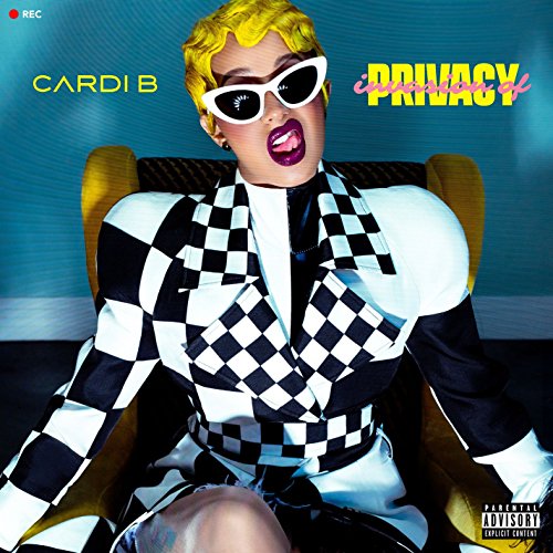Cardi B album cover, “Invasion of Privacy”, featuring the artist in yellow hair and sunglasses.