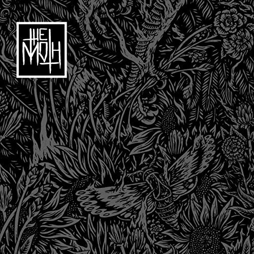 Black and white album cover featuring floral designs and a moth.