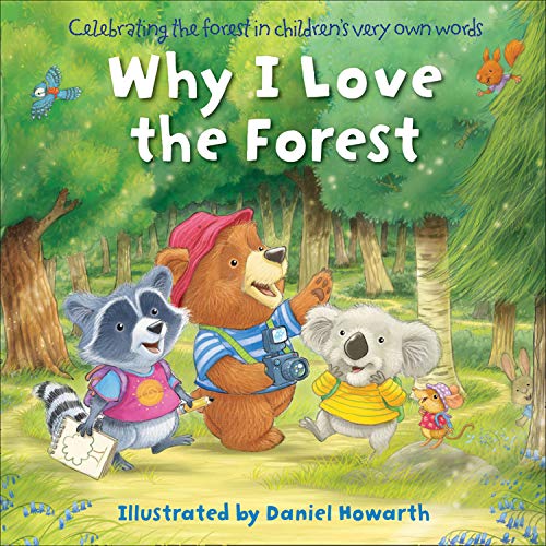 Book cover: bear, raccoon, koala explore a lush green forest.
