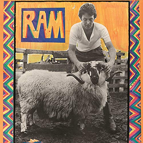 Paul McCartney with a ram on the album cover for "Ram.