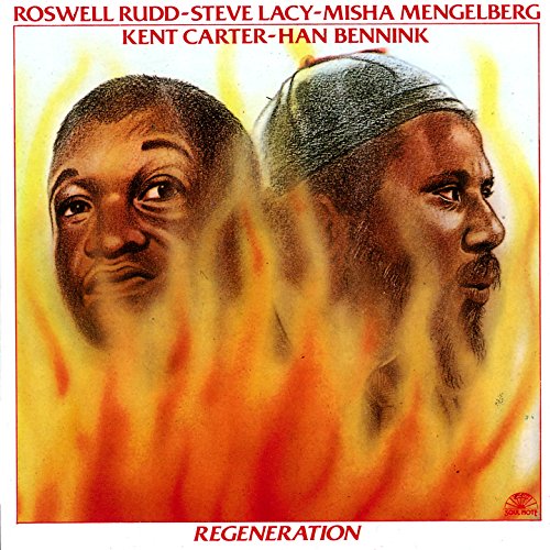 CD cover: portraits of two Black men amidst fiery orange and yellow flames.