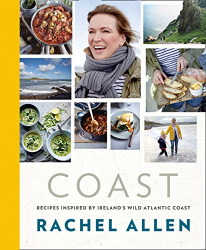 Cookbook cover featuring food, coastal scenes, and author Rachel Allen.