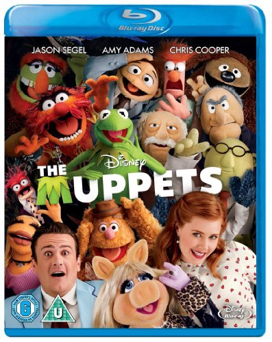 Blu-ray cover for "The Muppets" featuring puppets and human actors.