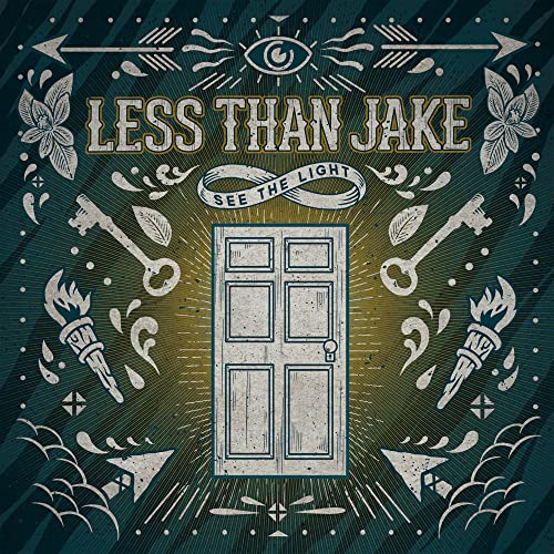 Less Than Jake" album cover with a door, keys, and eye illustration.