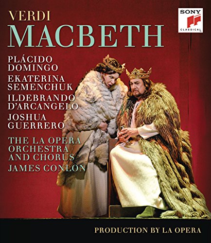 Blu-ray cover for Verdi’s Macbeth opera, featuring two singers in costume.