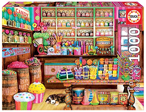 Educa Borrás 17104 Animated and Comic Drawings Educa Borras The Candy Shop 1000 Piece Jigsaw Puzzle, Multi