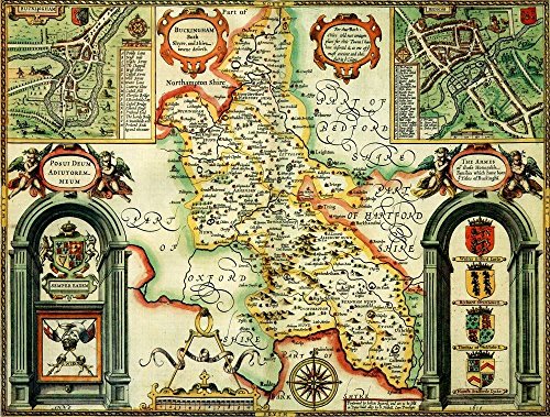 Buckinghamshire Historical Map 1000 Piece Jigsaw Puzzle (1610). Free print!