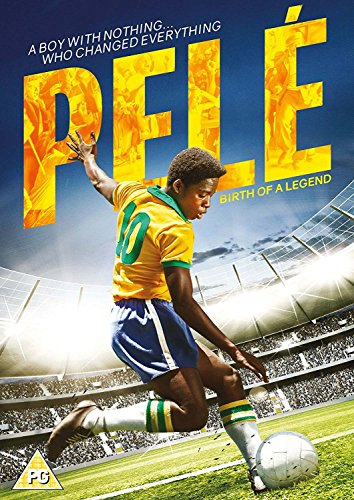 DVD cover for “Pele: Birth of a Legend” featuring a young soccer player.