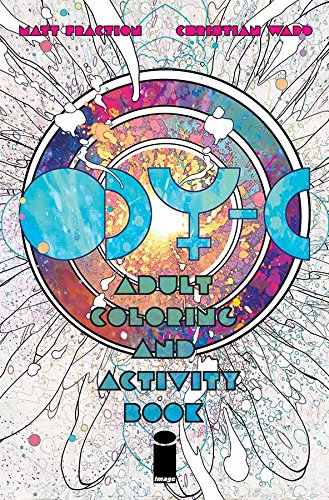 Cover of "ODY-C" coloring and activity book with abstract, swirling design.