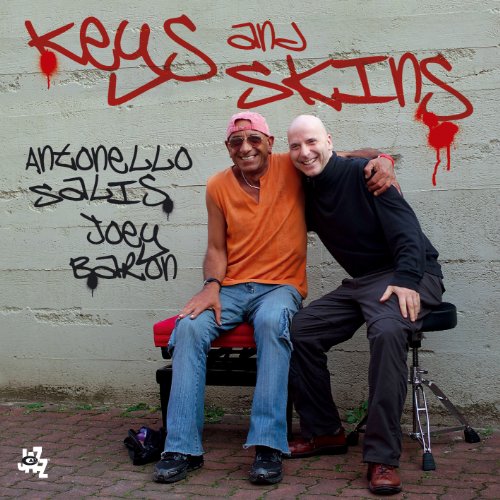 CD cover featuring two men smiling, with graffiti-style text “Keys and Skins.”