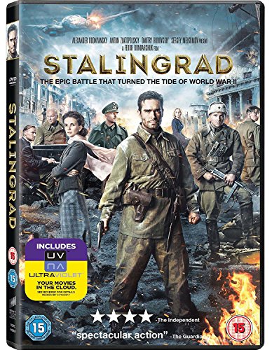 DVD cover for "Stalingrad" depicting soldiers and a burning city.