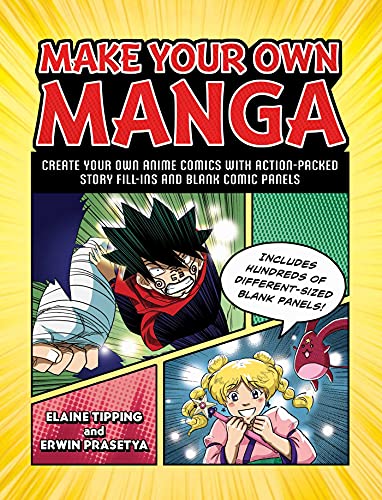 Manga activity book cover with anime-style characters and blank panels.