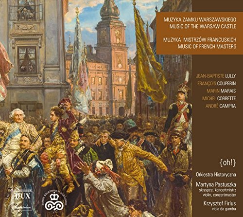 CD cover: historical painting, text listing composers Couperin, Lully, and Marais.