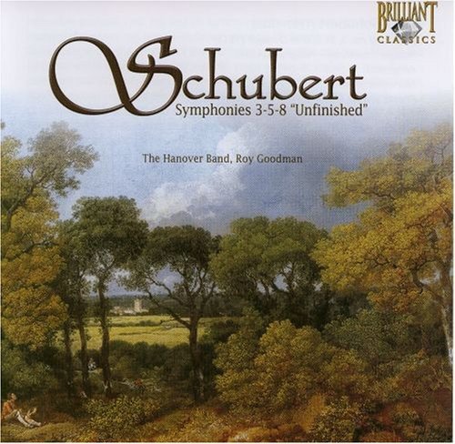 Schubert symphonies CD cover with landscape painting and text.