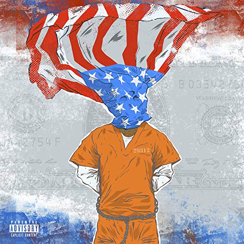 CD cover: Person in orange jumpsuit with face obscured by a flag.