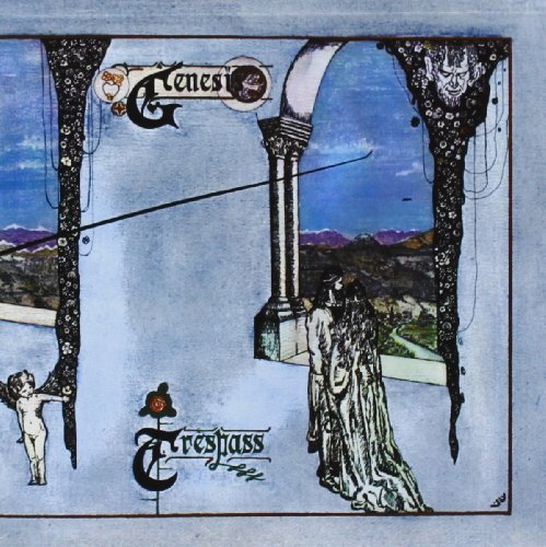 Genesis’ “Trespass” CD cover: ornate archway, figures, and landscape.