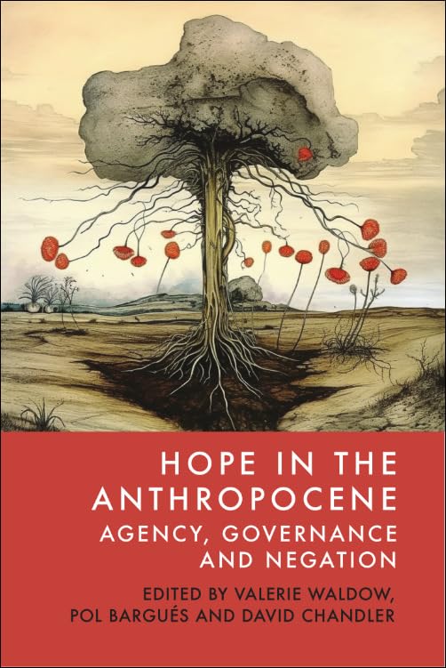 Book cover: tree with red pods on a barren landscape, red title bar.