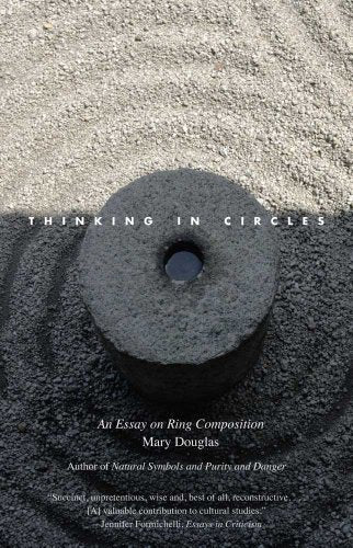 Book cover: "Thinking in Circles" featuring a stone millstone on gravel.