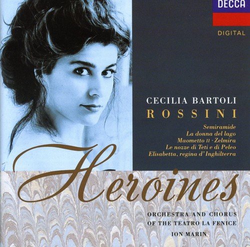 CD cover: Cecilia Bartoli as Semiramide, with "Heroines" title.