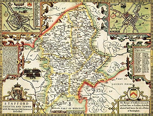 Ryco Originals STAF1 Staffordshire Historical Map 1000 Piece Jigsaw Puzzle (1610). Free Print