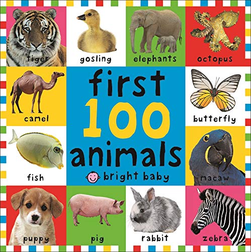 First 100 Animals Board Book (UK Edition) (Bright Baby First 100)