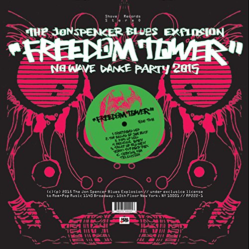 Vinyl record label for Jon Spencer Blues Explosion’s “Freedom Tower” album.