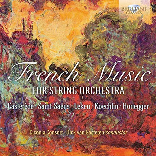 CD cover for “French Music For String Orchestra” with abstract art.