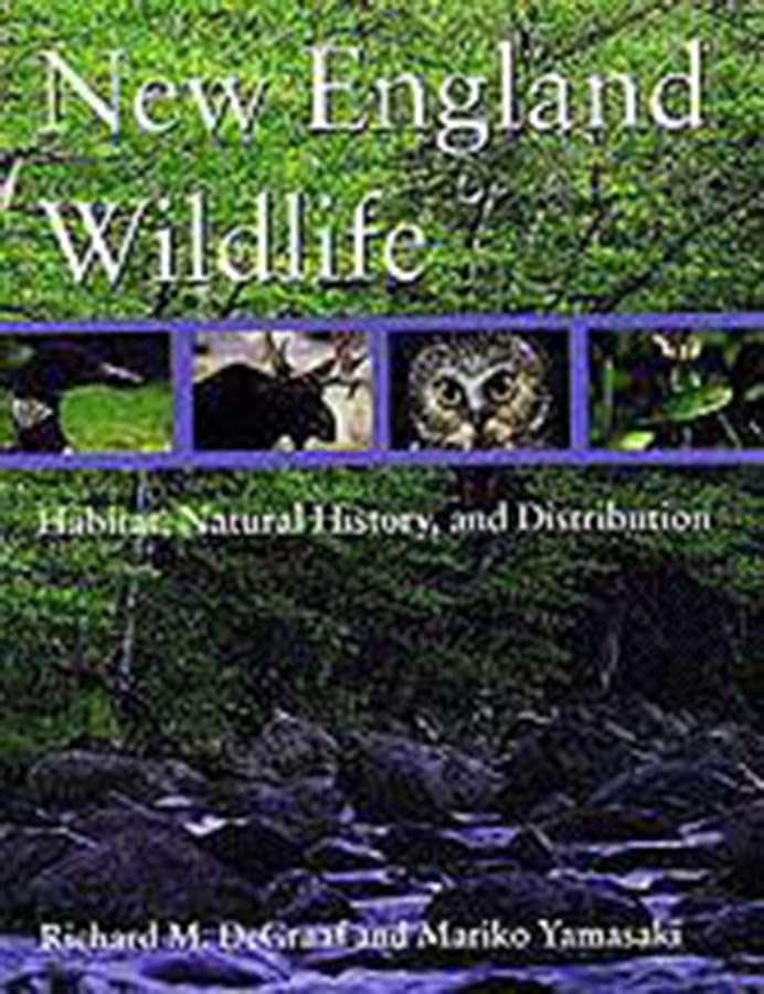 Book cover: “New England Wildlife: Habitat” featuring animal photos.