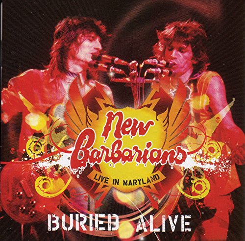 CD cover for New Barbarians’ “Buried Alive” featuring two musicians with guitars.