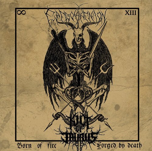CD cover with skeletal, horned figure and band names "Kult Of Taurus" & "Aenaon Erevos".