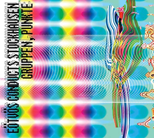 CD cover: Abstract colorful waves and lines with text, "Stockhausen: Gruppen, Punkte".