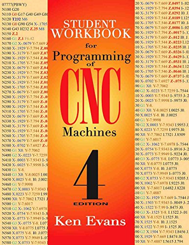 Orange student workbook cover titled "Programming of CNC Machines, 4th Edition".