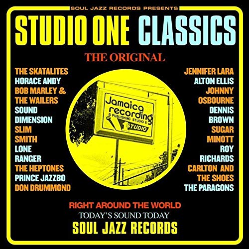 CD cover for "Studio One Classics" featuring a Jamaican recording studio illustration.