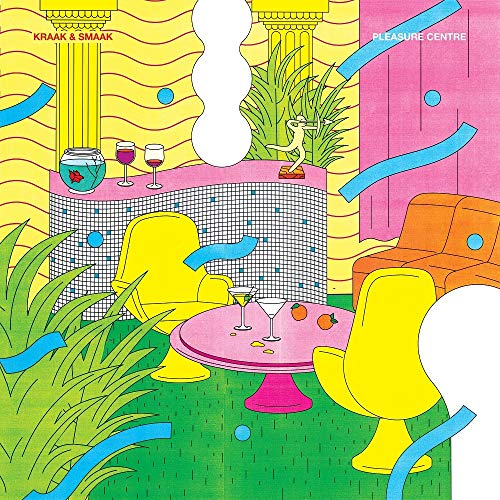 CD cover for Kraak & Smaak’s “Pleasure Centre” with illustrated lounge scene.
