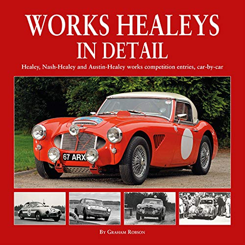 Red Austin-Healey sports car book cover with smaller racing car images below.